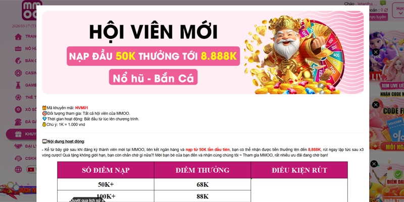 Khuyến Mãi MMOO - Tổng Hợp Các Sự Kiện Ưu Đãi HOT Nhất 4 Khuyến mãi MMOO tri ân hội viên mới 8,888K